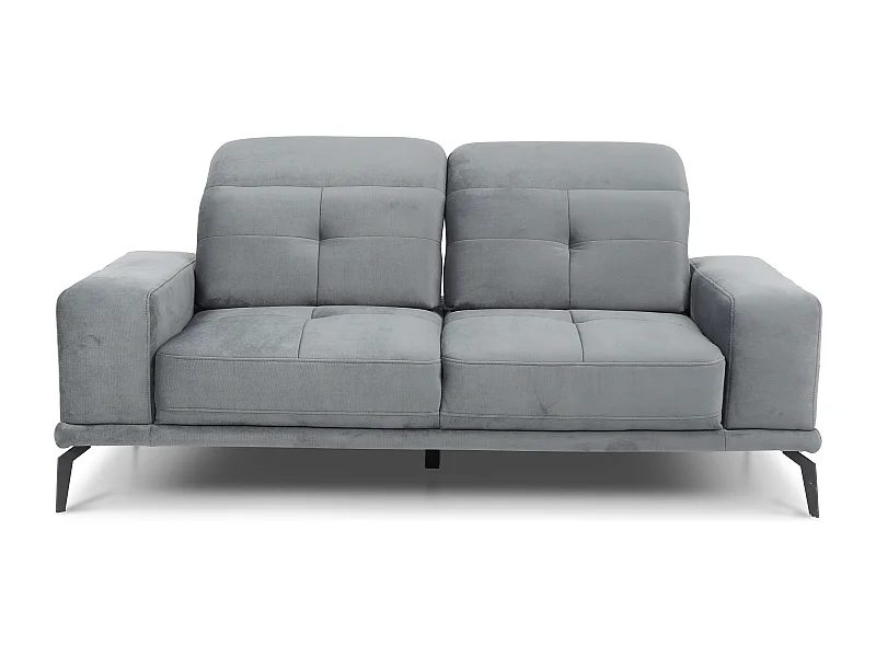 Canapé droit design 2-3 places tissu doux gris clair Torpille 195cm