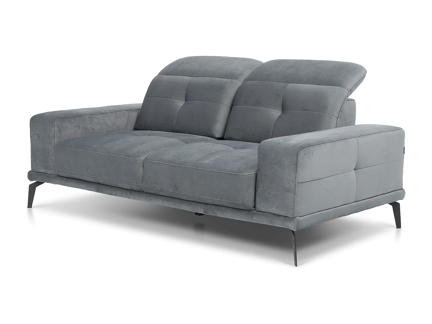 Designer rechte bank 2/3 zits zachte lichtgrijze stof Torpille 195 cm