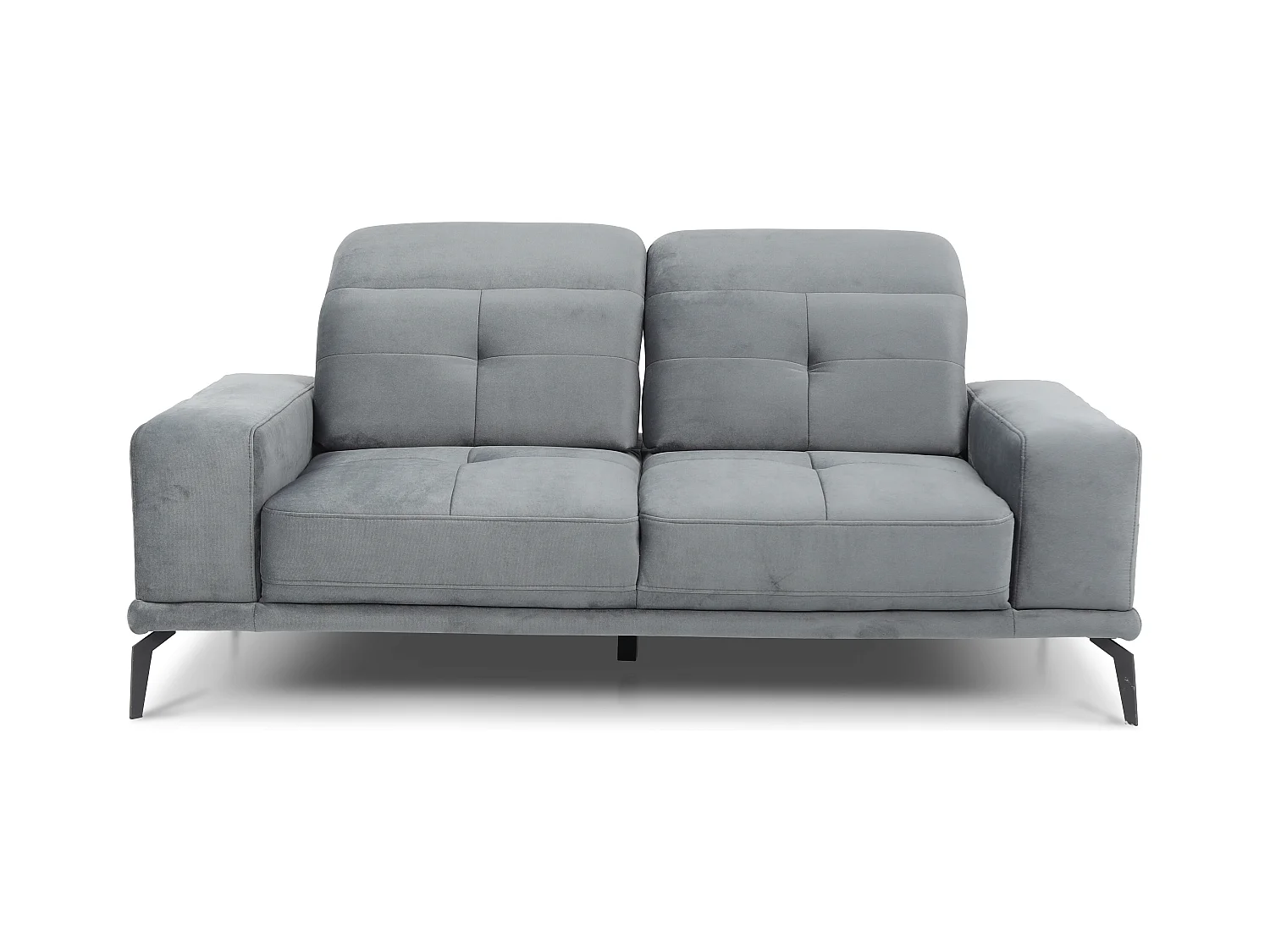 Canapé droit design 2-3 places tissu doux gris clair Torpille 195cm