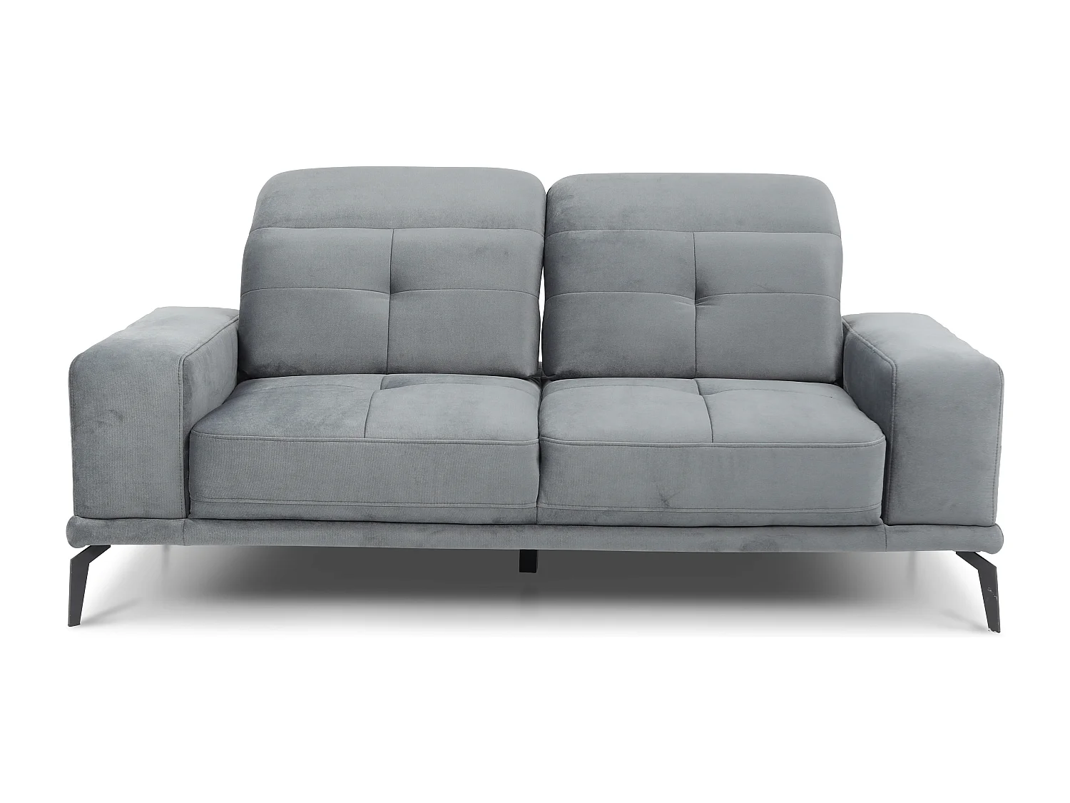 Canapé droit design 2-3 places tissu doux gris clair Torpille 195cm