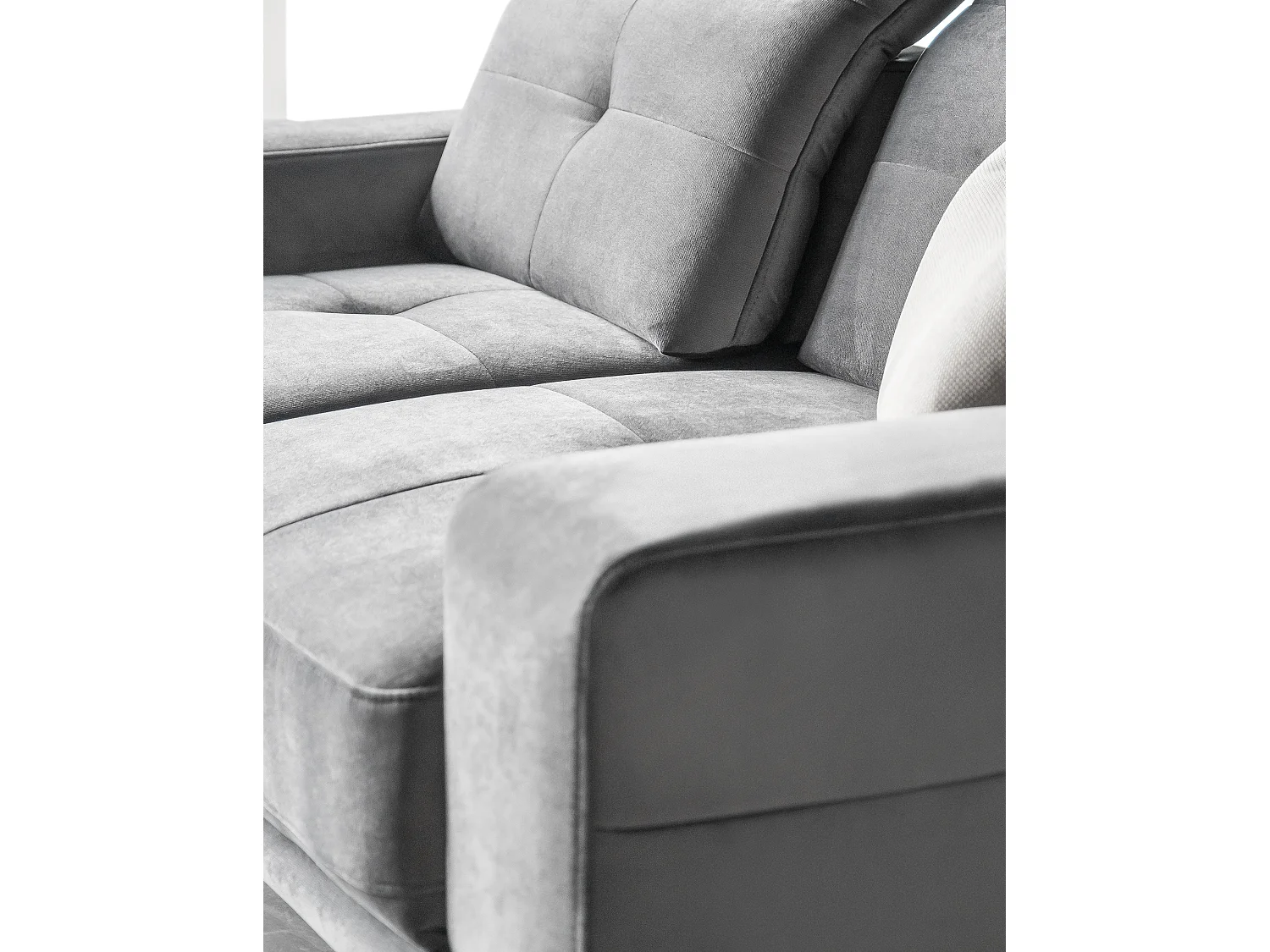 Canapé 3 places en tissu doux gris clair TORPILLE