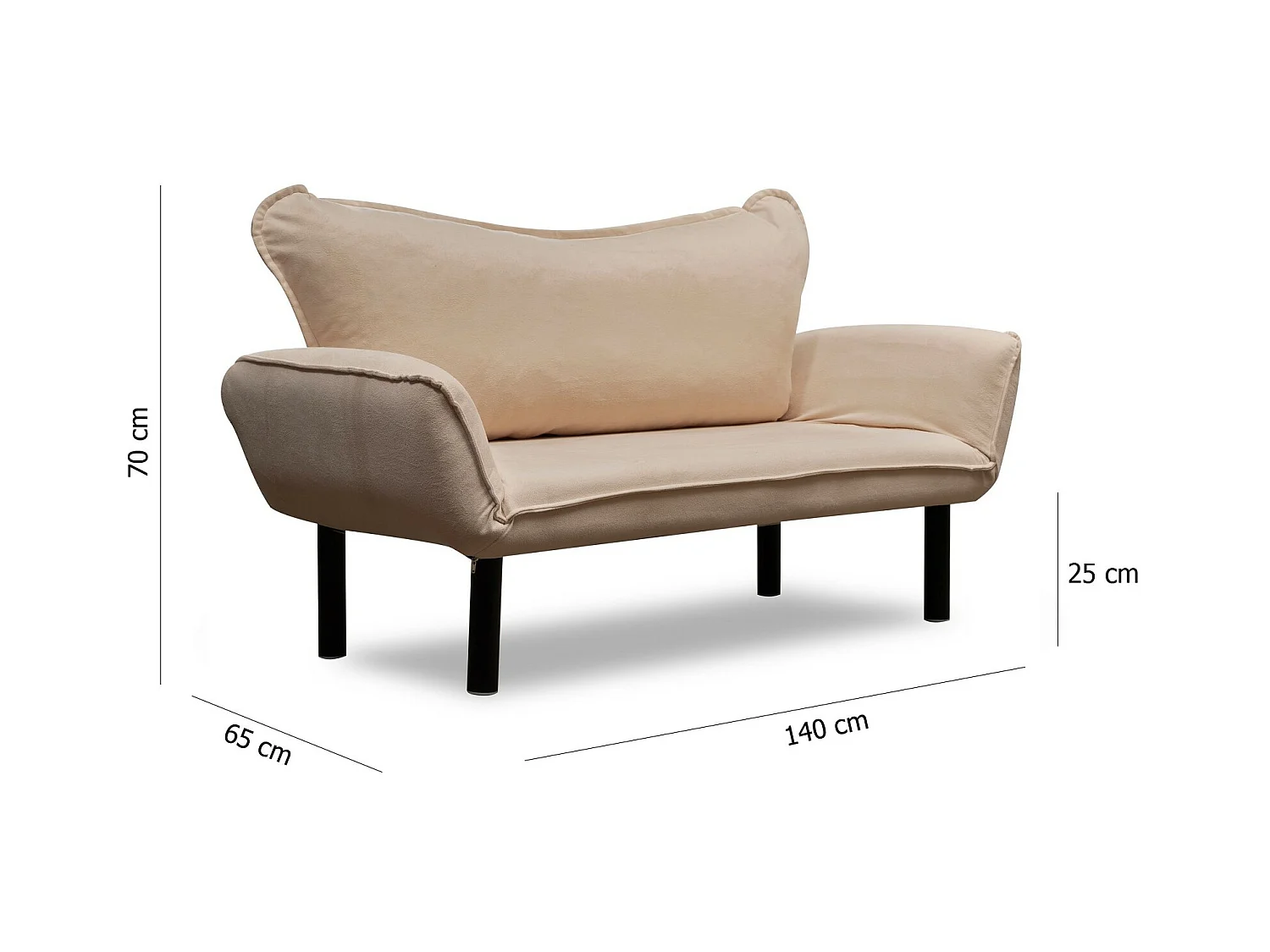 Canapé convertible 2 places tissu beige clair Kalos 140cm
