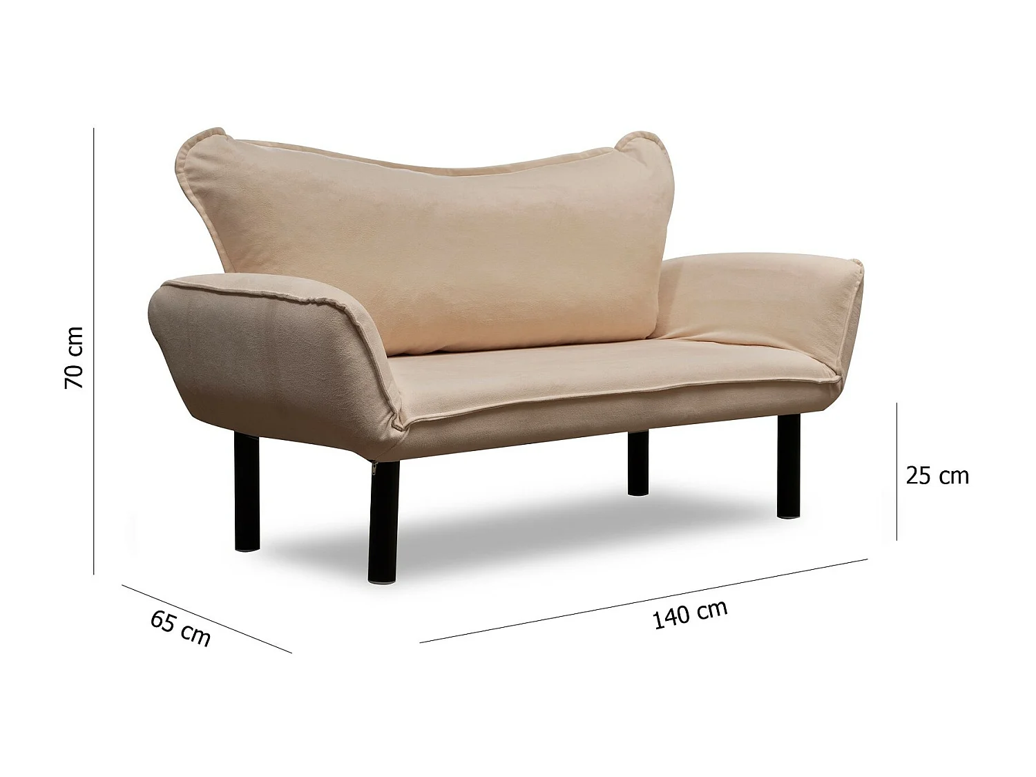 Canapé convertible 2 places tissu beige clair Kalos 140cm