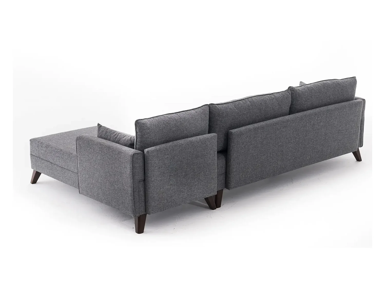 Canapé d'angle droit 5 places tissu gris Kandy 275cm