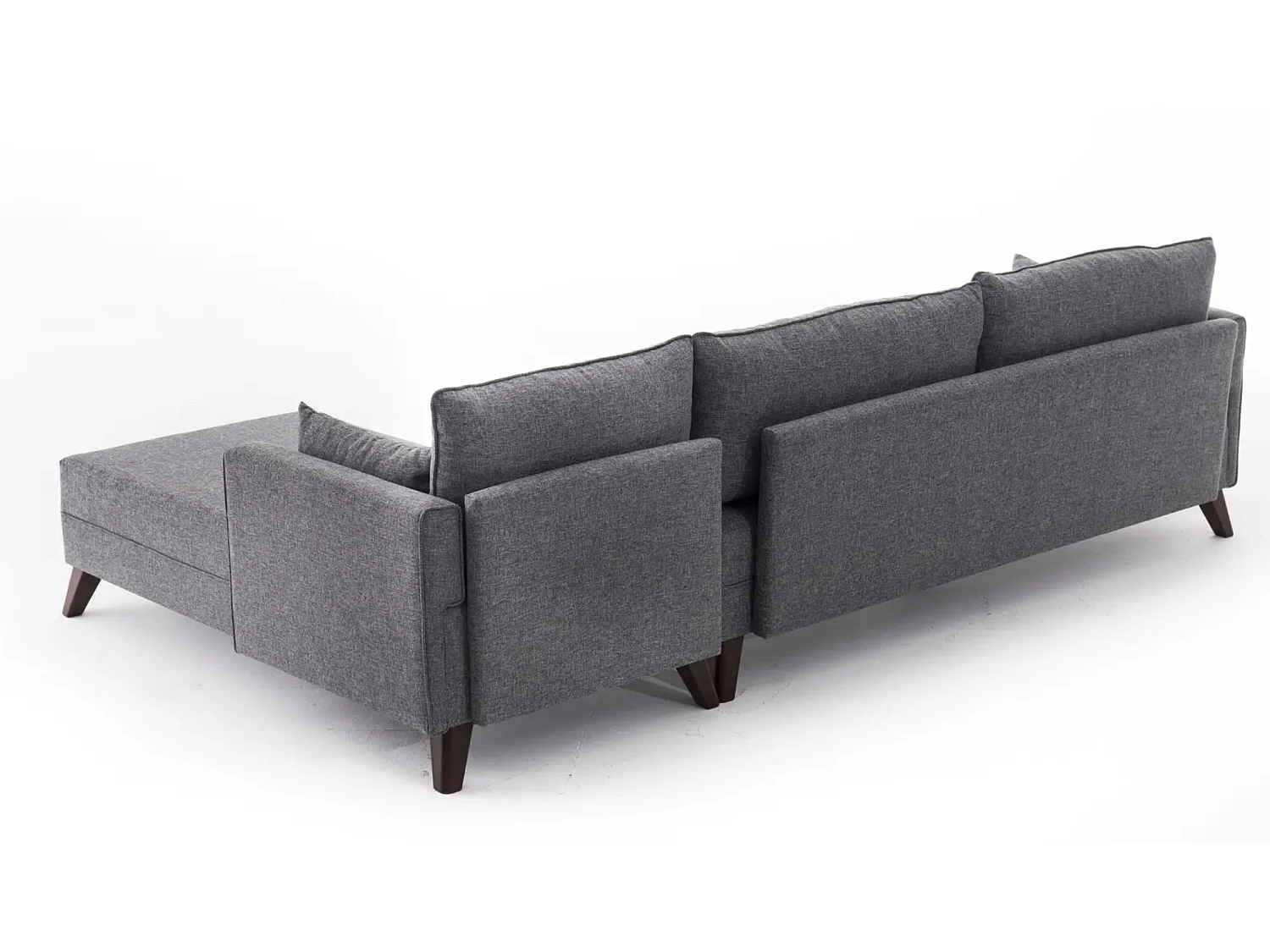 Canapé d'angle droit 5 places tissu gris Kandy 275cm