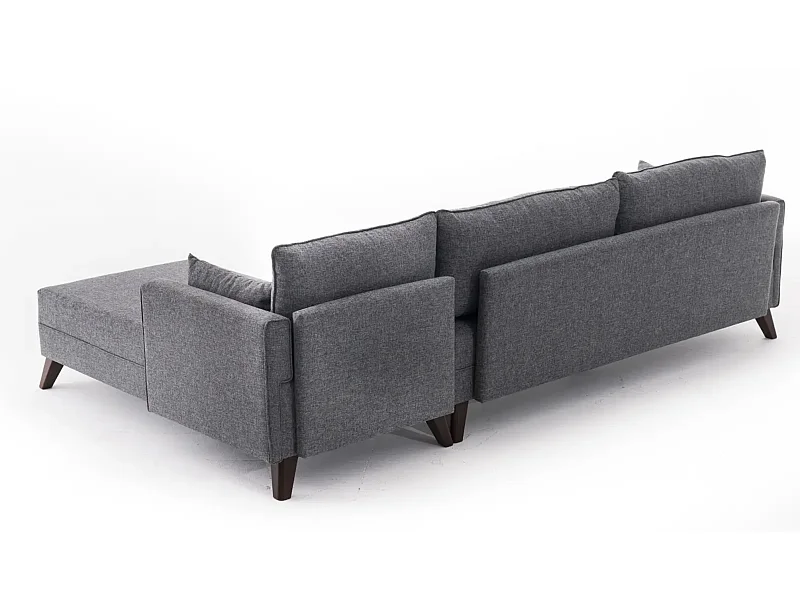 Canapé d'angle droit 5 places tissu gris Kandy 275cm