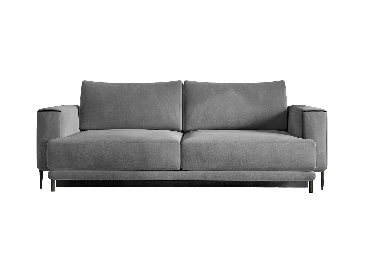 Canapé convertible design 4 places velours gris foncé et pieds métal noir Arkia 260cm