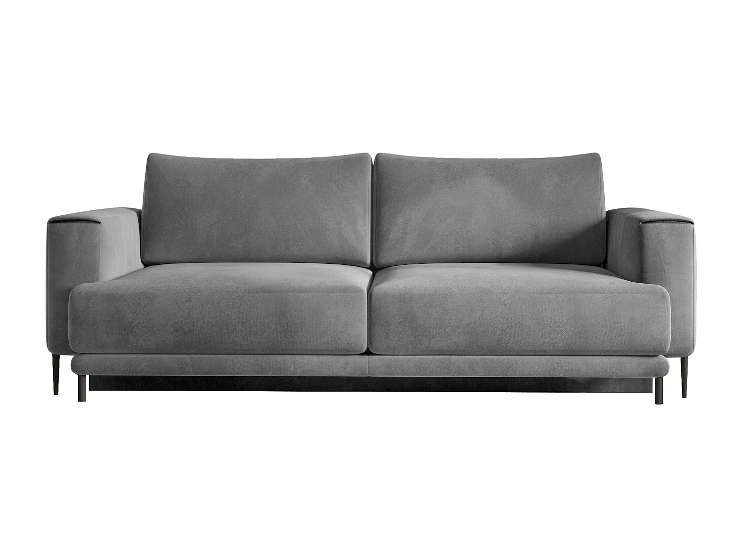 Canapé convertible design 4 places velours gris foncé et pieds métal noir Arkia 260cm