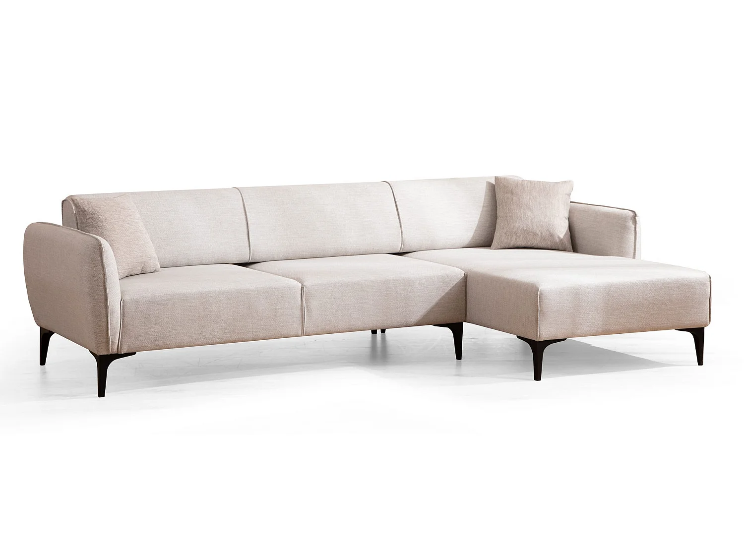 Canapé d'angle droit tissu beige clair Bellano 270cm