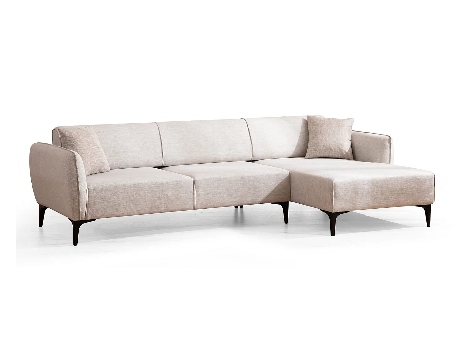 Canapé d'angle droit tissu beige clair Bellano 270cm