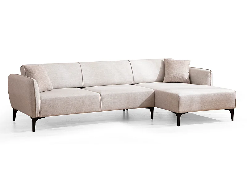 Canapé d'angle droit tissu beige clair Bellano 270cm