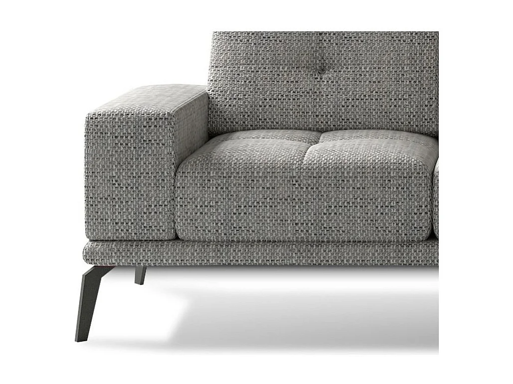 Canapé d'angle droit 5 places tissu gris chiné Torpille 265cm