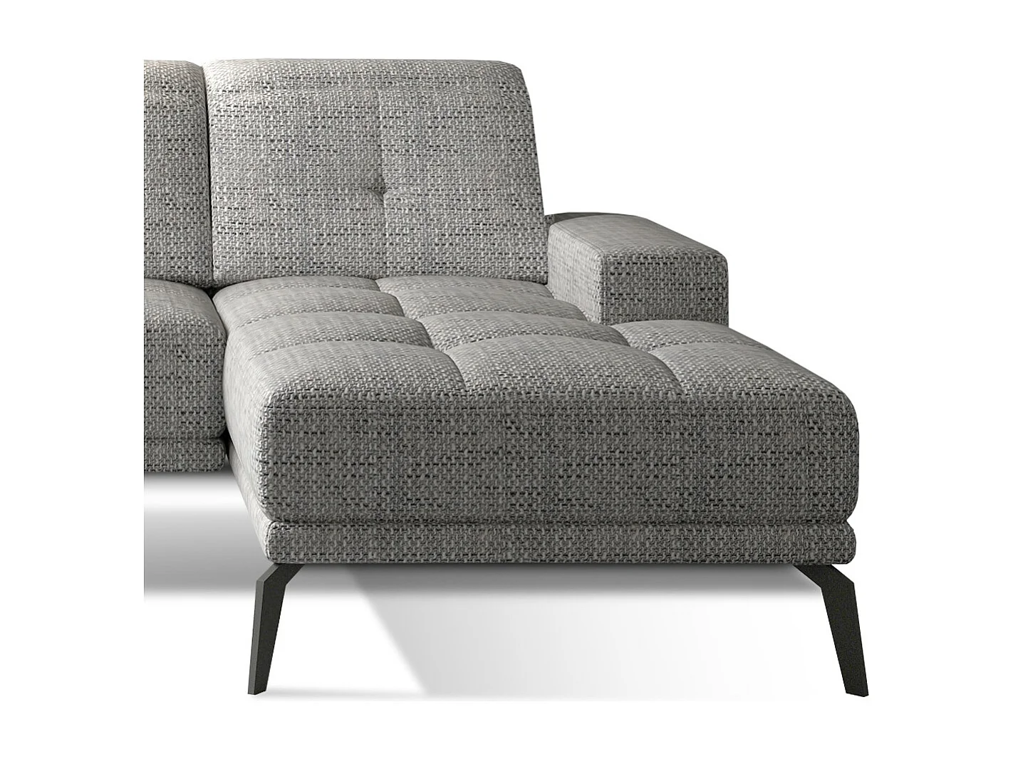 Canapé d'angle droit 5 places tissu gris chiné Torpille 265cm