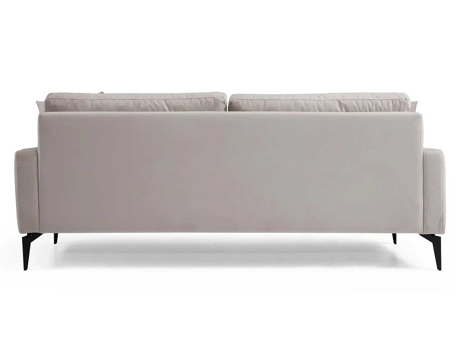 Canapé 3 places design tissu velouté beige et pieds métal noir Kombaz 205cm
