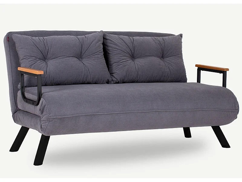 Fauteuil convertible tissu Sylvano-Couleur Gris-2 places