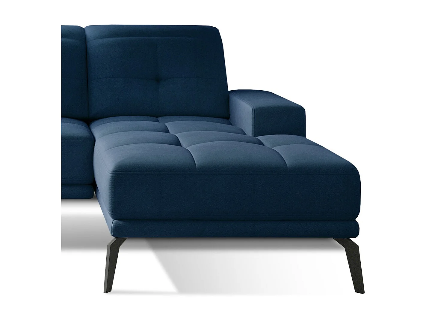 Canapé d'angle droit 5 places velours bleu marine Torpille 265cm