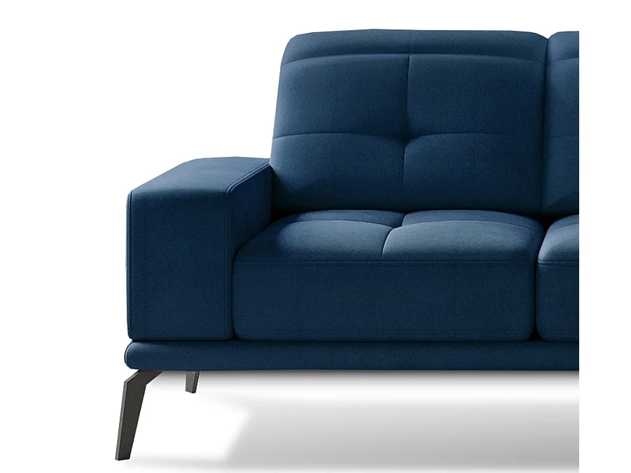 Canapé d'angle droit 5 places velours bleu marine Torpille 265cm