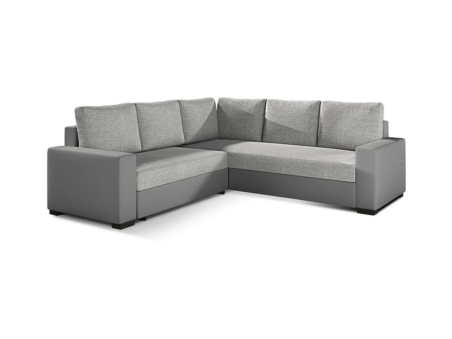 Canapé d'angle convertible simili gris et tissu gris clair Travor 235cm