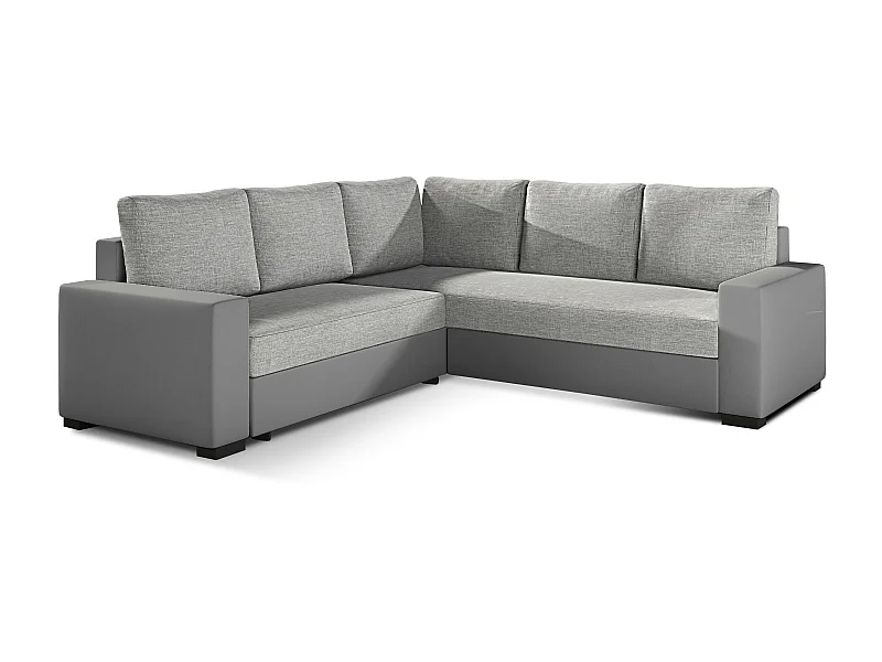 Canapé d'angle convertible simili gris et tissu gris clair Travor 235cm