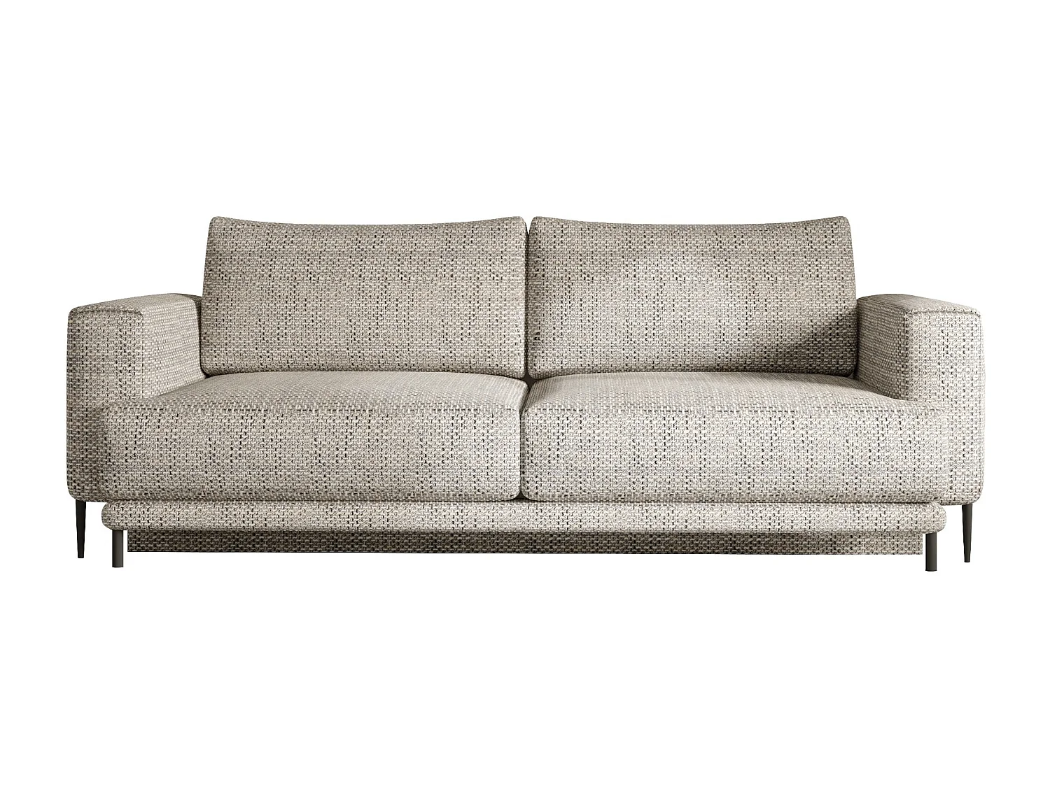 Canapé droit convertible coffre tissu DAVINA - Pieds métal noir-Bleu charrette