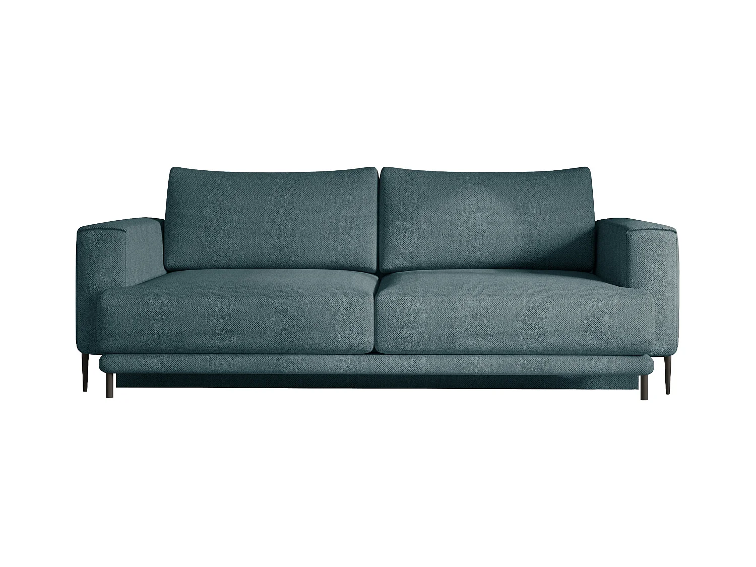 Canapé droit convertible coffre tissu DAVINA - Pieds métal noir-Bleu charrette