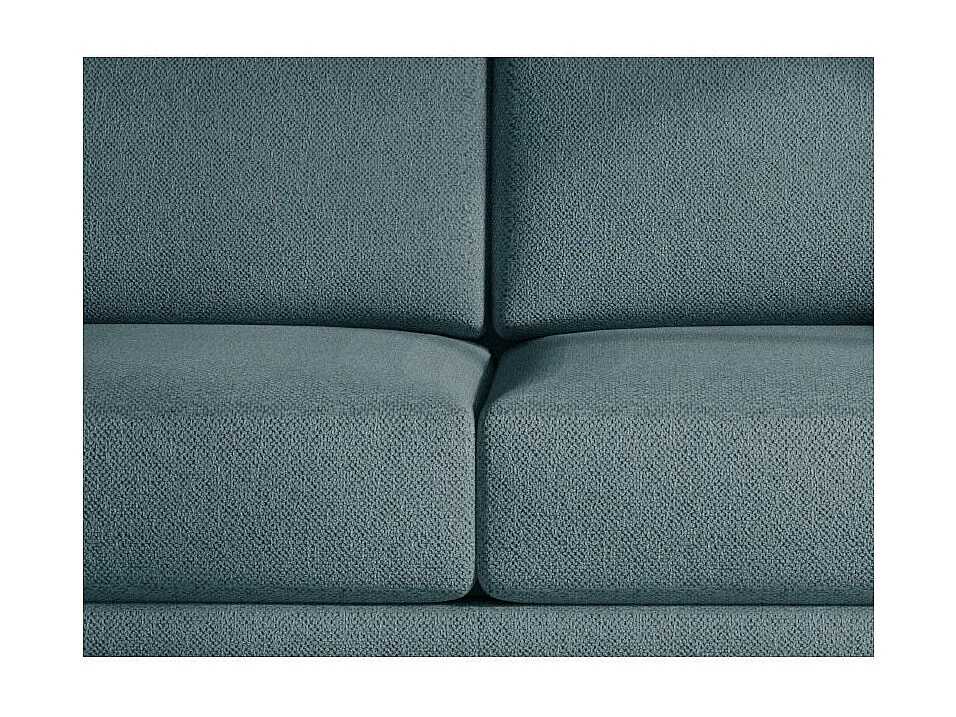 Canapé droit convertible 3 places tissu DAVINA 246cm - Coffre & pieds métal noir-Bleu charrette