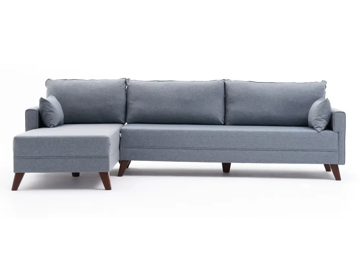 Canapé d'angle gauche 5 places tissu bleu Kandy 275cm