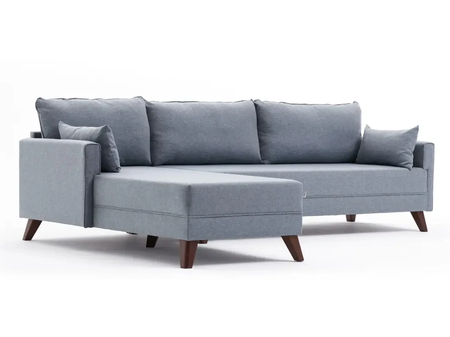 Canapé d'angle gauche 5 places tissu bleu Kandy 275cm