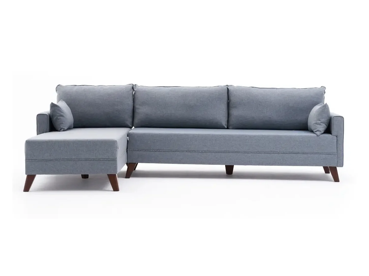 Canapé d'angle gauche 5 places tissu bleu Kandy 275cm
