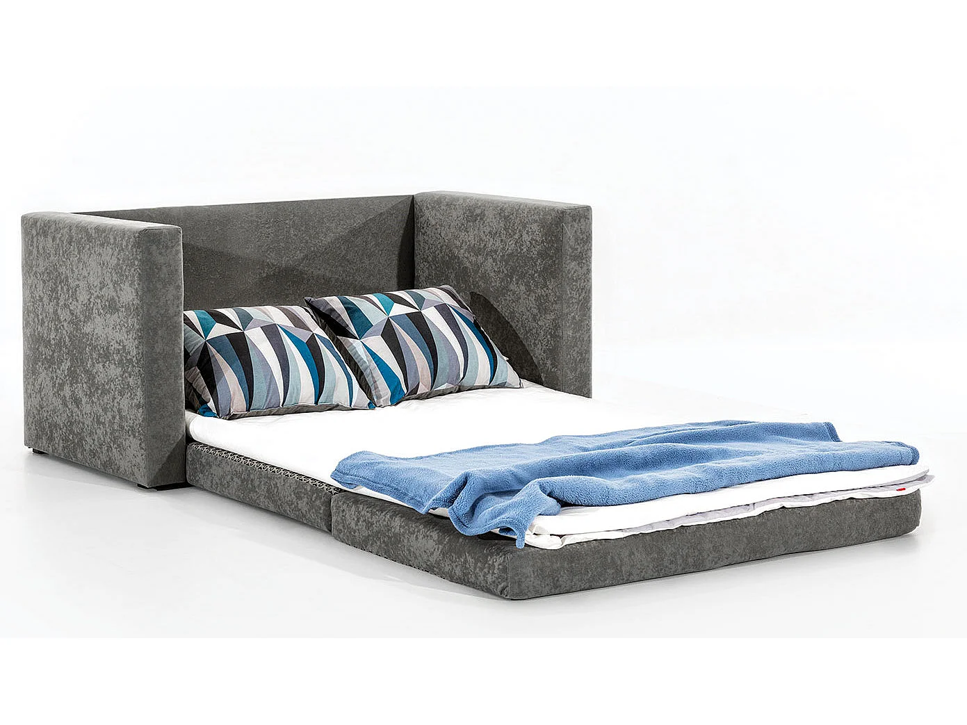 Canapé convertible 2 places en tissu gris MOUVA