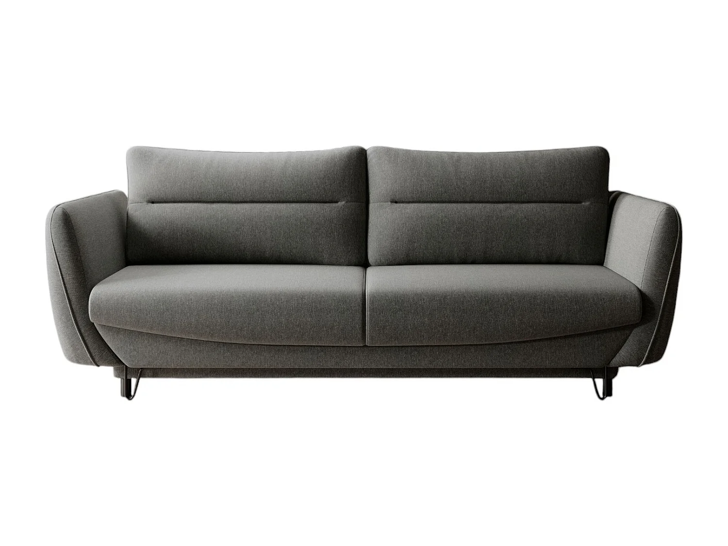 Sofá convertible recto de tela ZURIK - Caja de almacenaje y patas de metal negro-Color Gris jaspeado