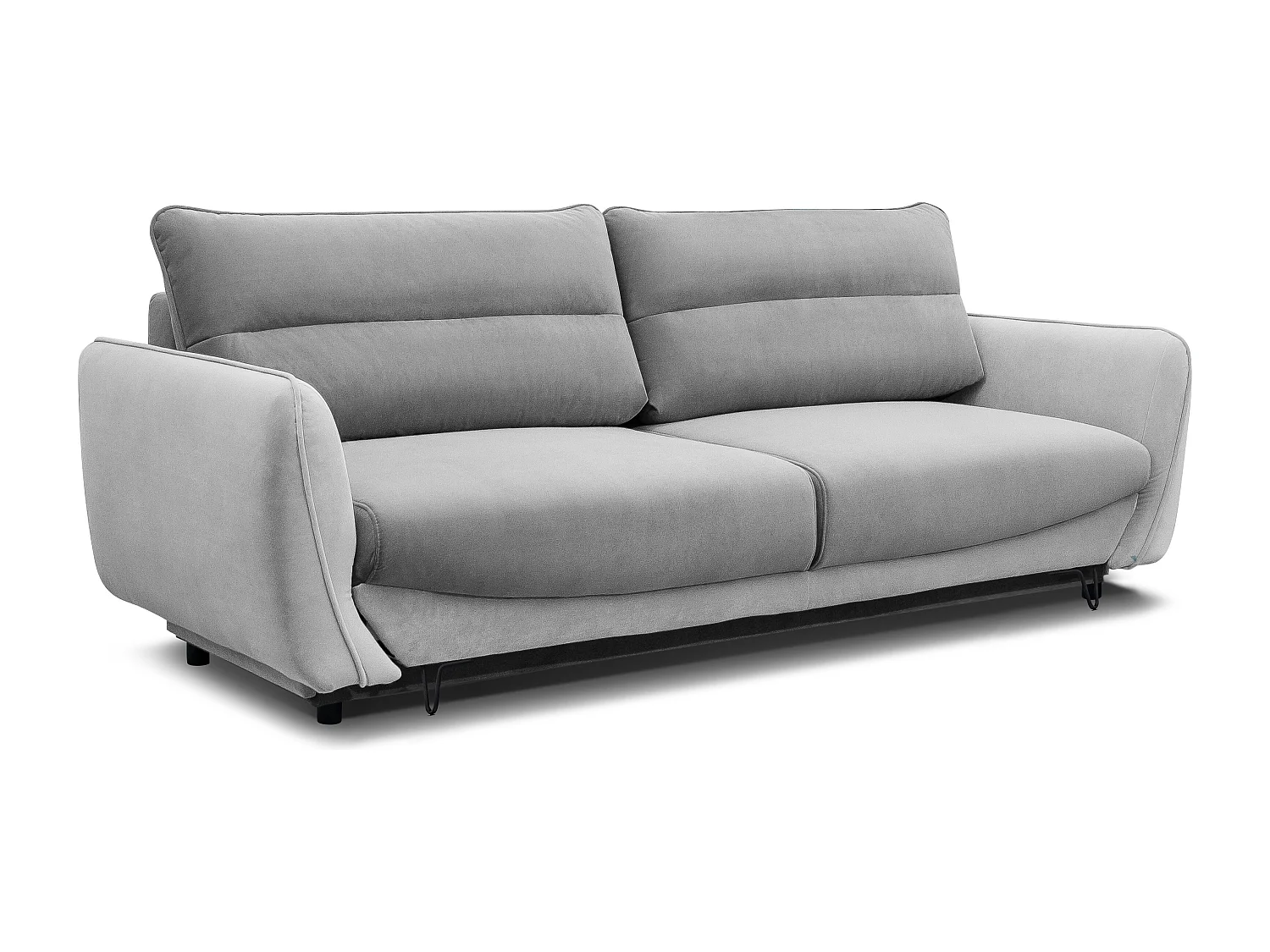 Sofá convertible recto de tela ZURIK - Caja de almacenaje y patas de metal negro-Color Gris jaspeado