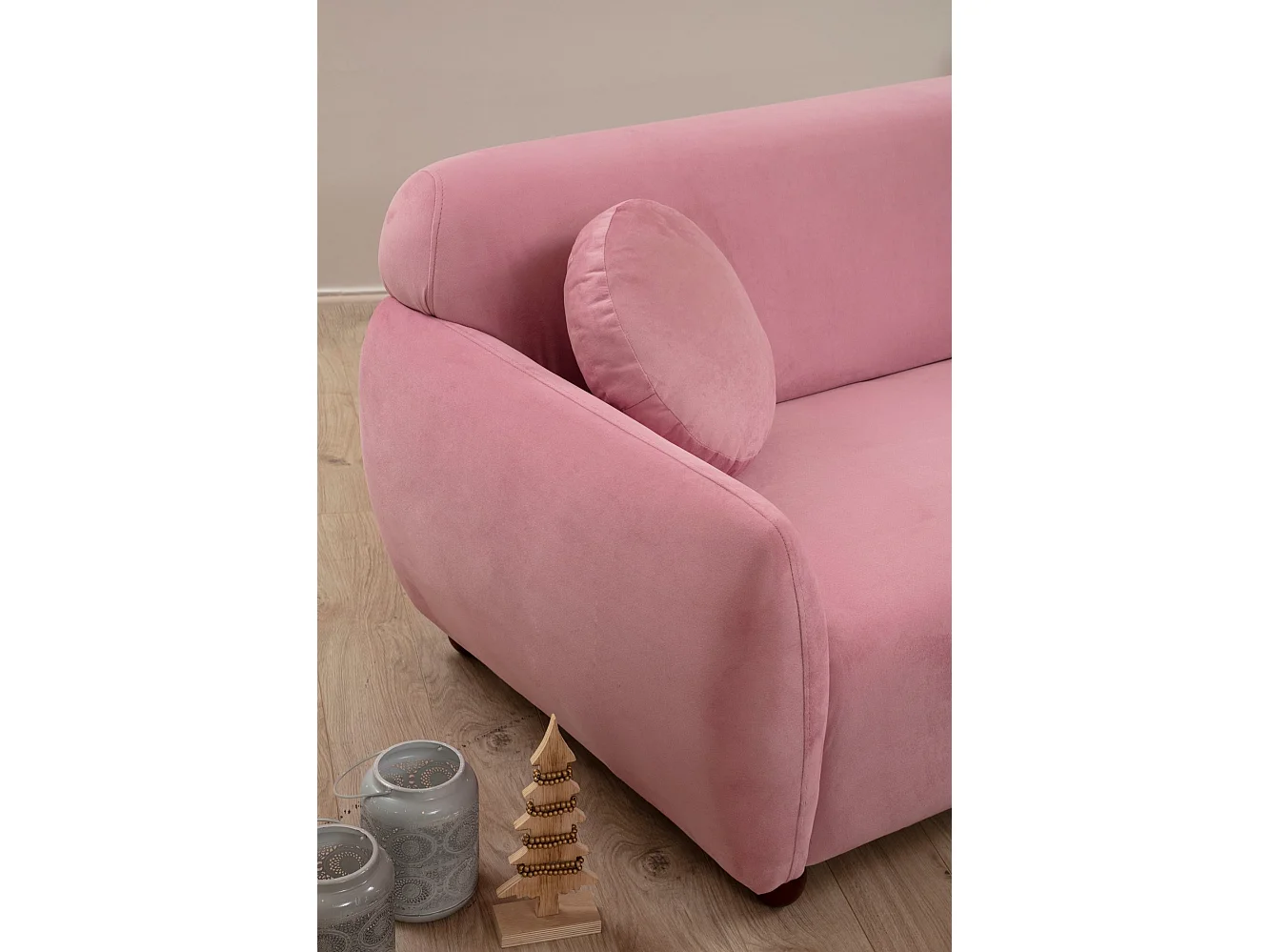 Canapé moderne 3 places tissu rose Kelly 223cm