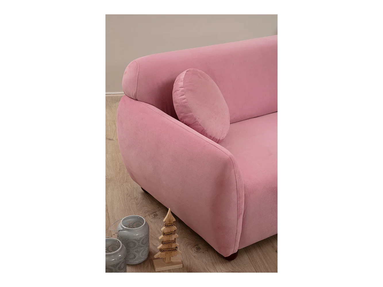 Moderne 3-zits bank Kelly roze stof 223 cm