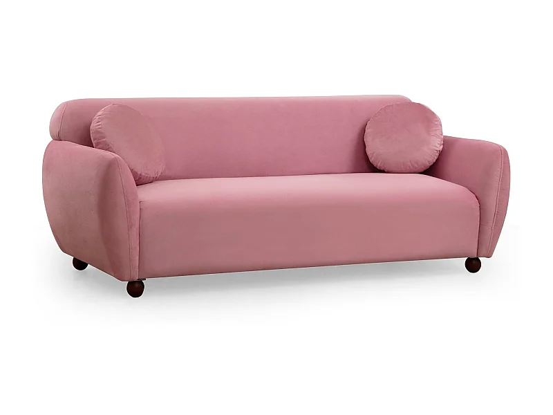 Canapé moderne 3 places tissu rose Kelly 223cm