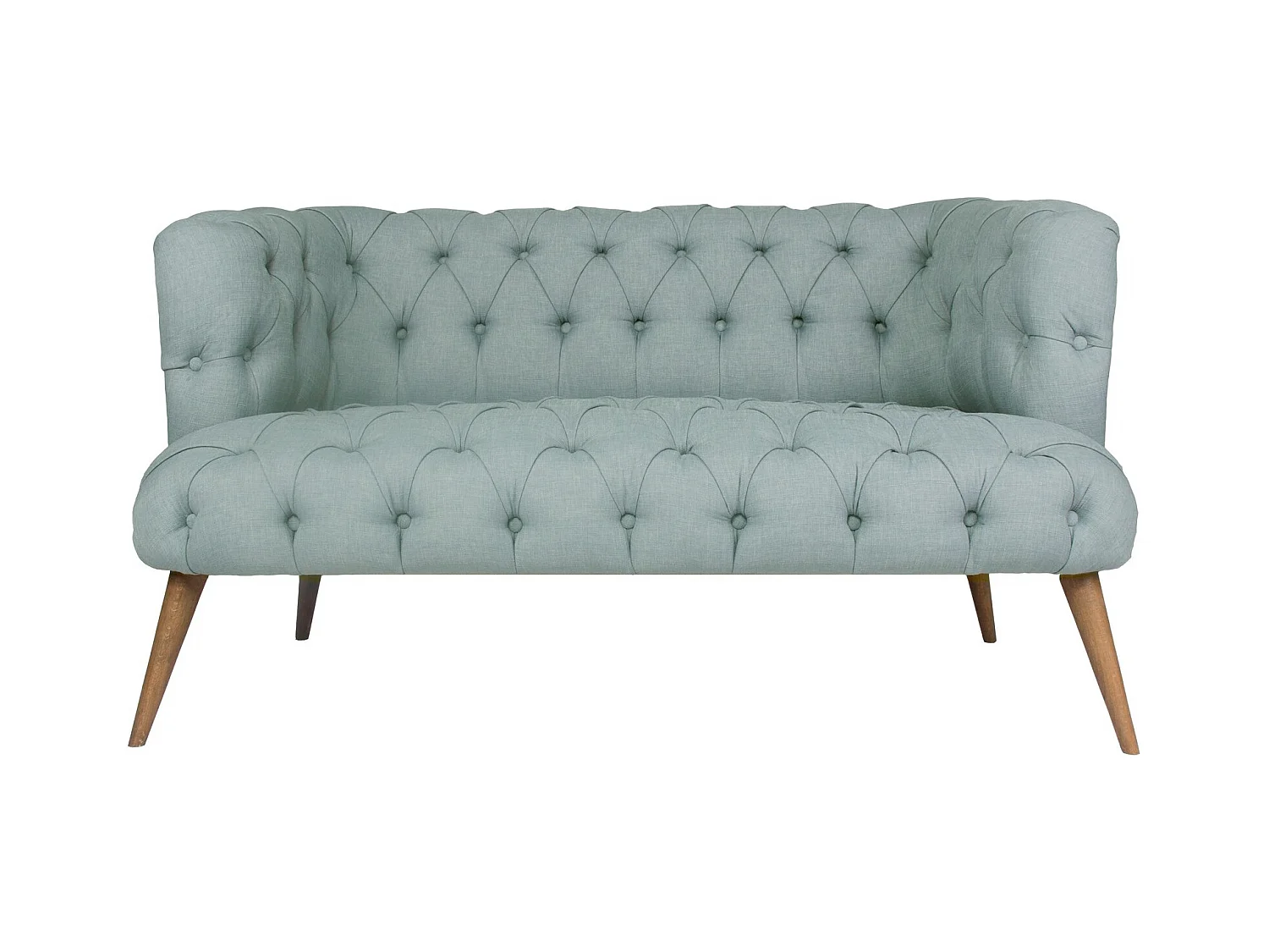 Canapé 2 places style Chesterfield tissu bleu pastel Wester 140cm
