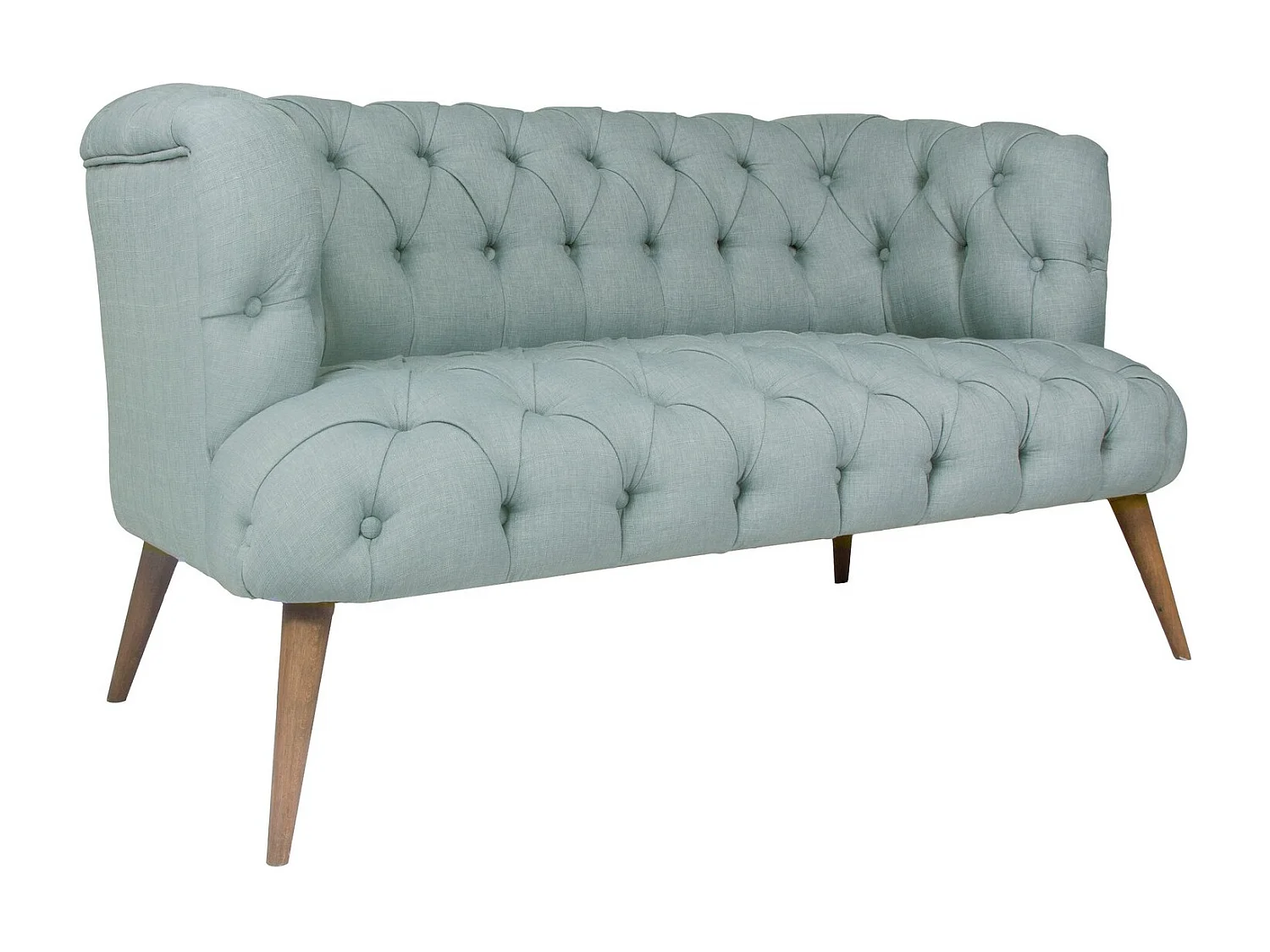 Canapé 2 places style Chesterfield tissu bleu pastel Wester 140cm