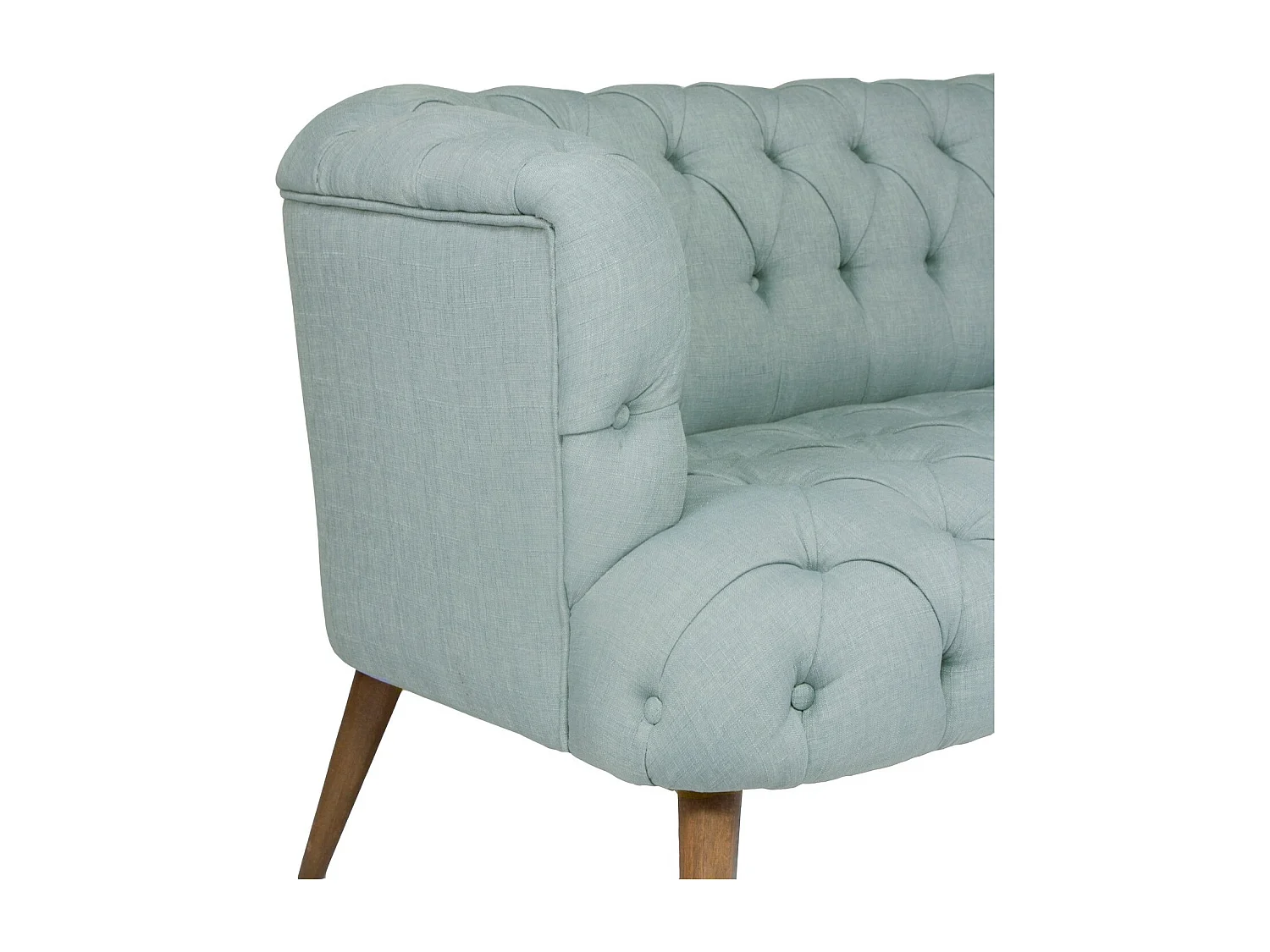 Canapé 2 places style Chesterfield tissu bleu pastel Wester 140cm