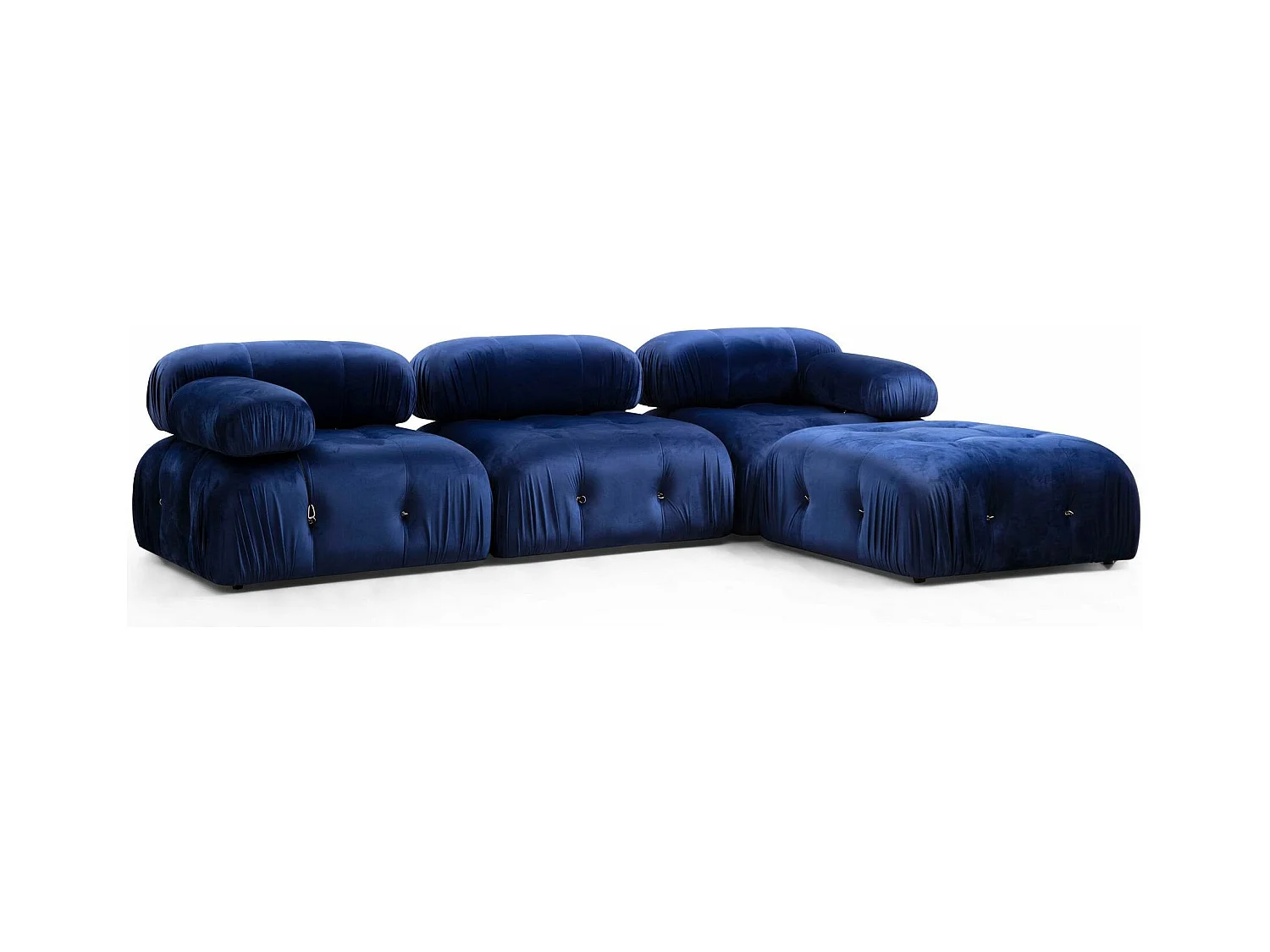 Canapé d'angle modulable velours Bubble-Couleur Bleu nuit