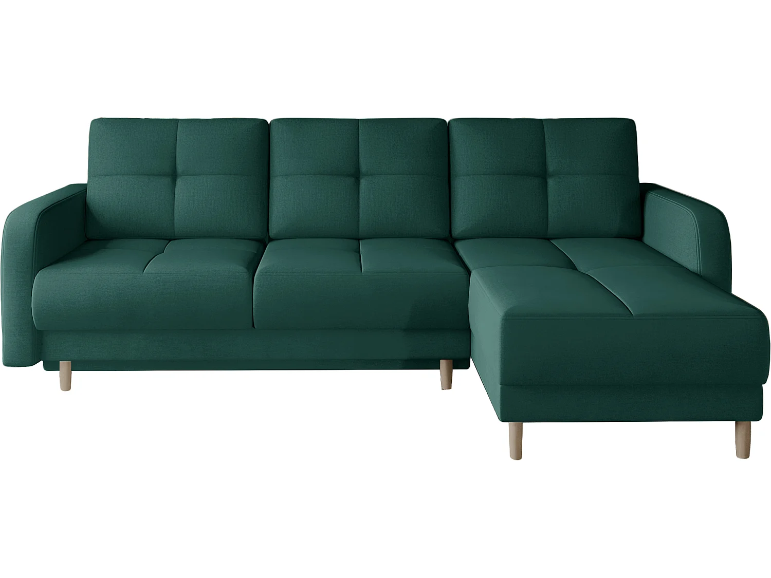 Canapé d'angle convertible et réversible tissu KINDO - Pieds bois clair-Vert