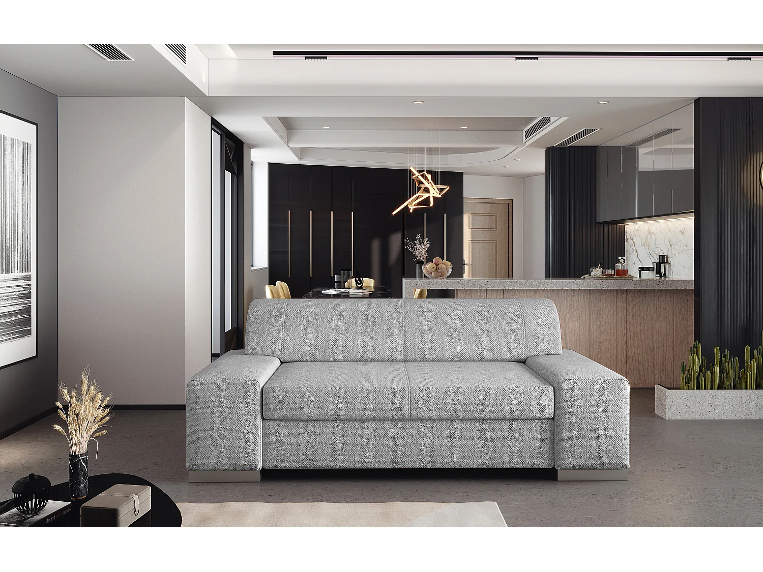 Canapé minimaliste 2-3 places tissu gris Plazo 190cm