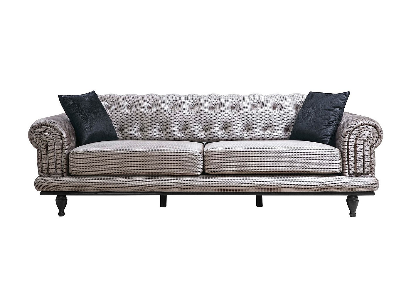 Canapé Chesterfield 3 Places Velours Gris – Élégance Britannique Et Confort Moelleux Pour Votre Salon