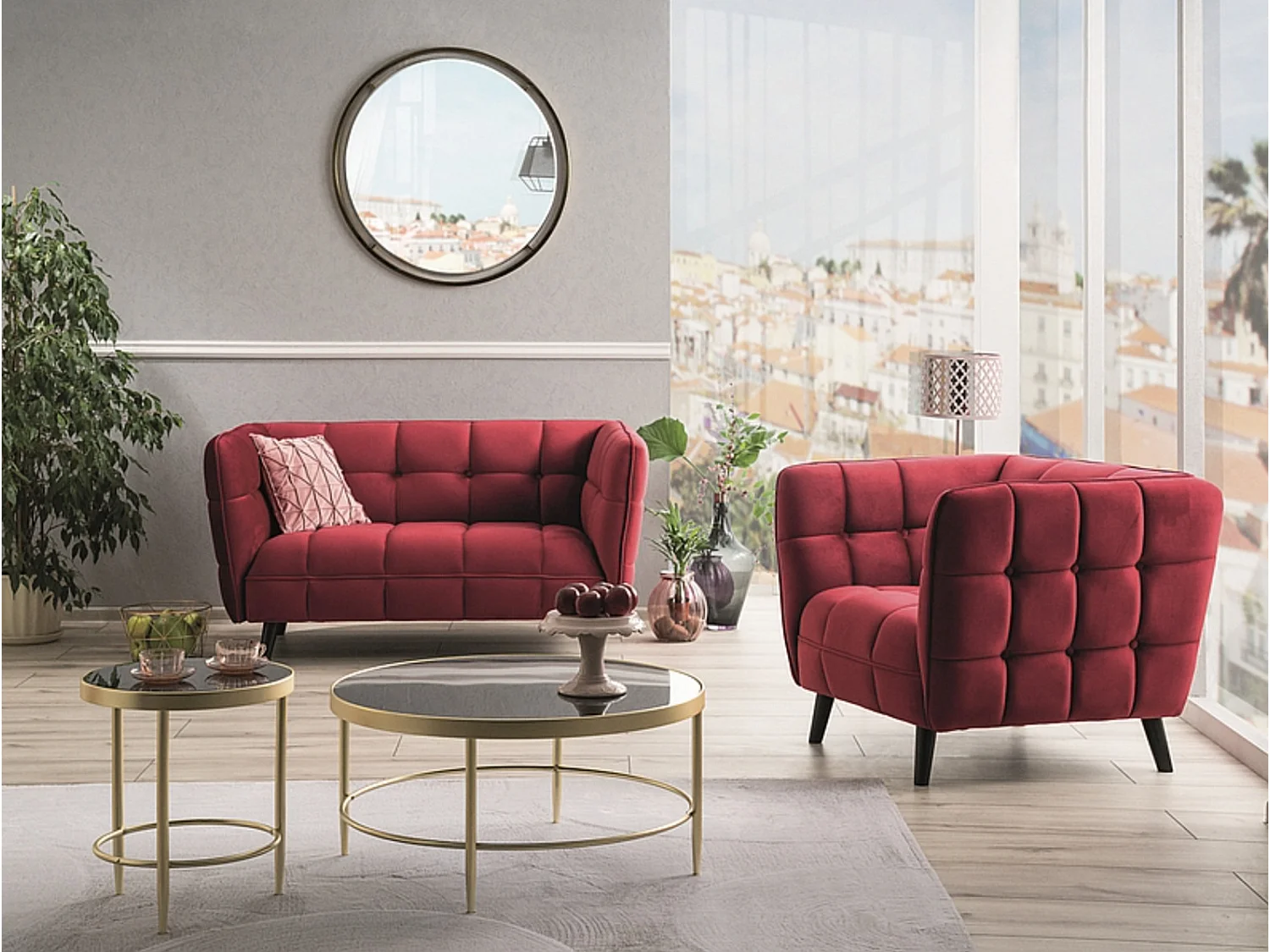 Sofa CASTELLO VELVET 2 cynamonowa