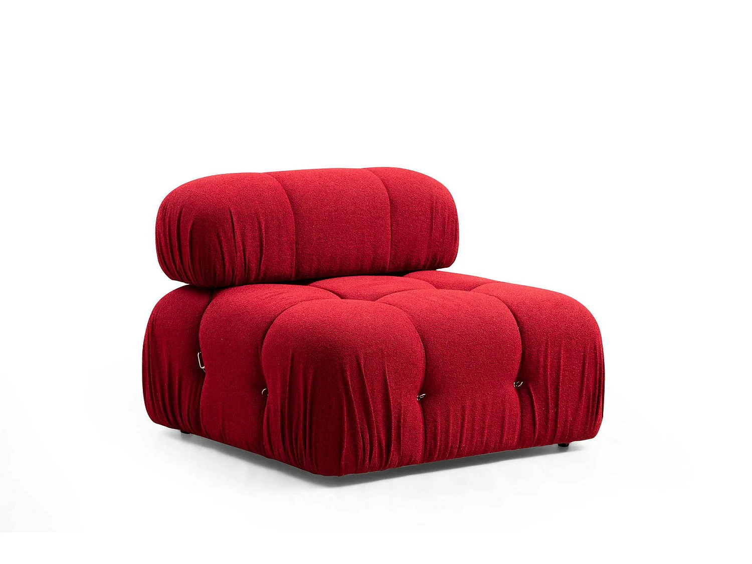 Canapé d'angle modulable velours Bubble-Couleur Rouge cerise