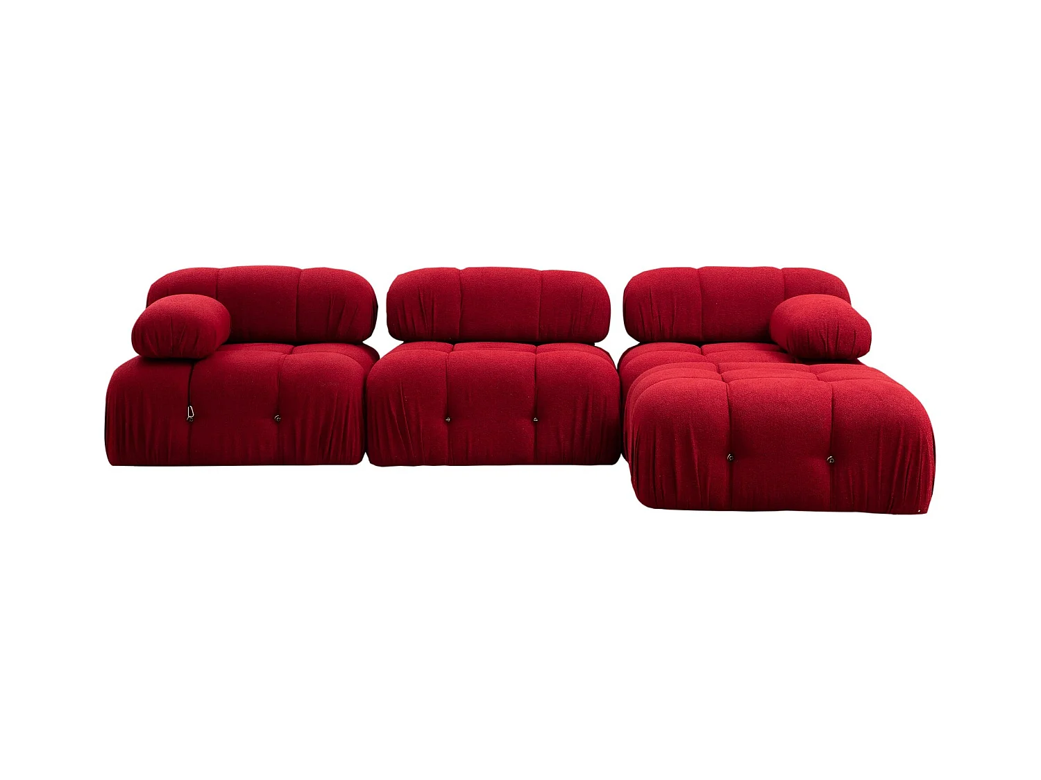 Canapé d'angle modulable velours Bubble-Couleur Rouge cerise