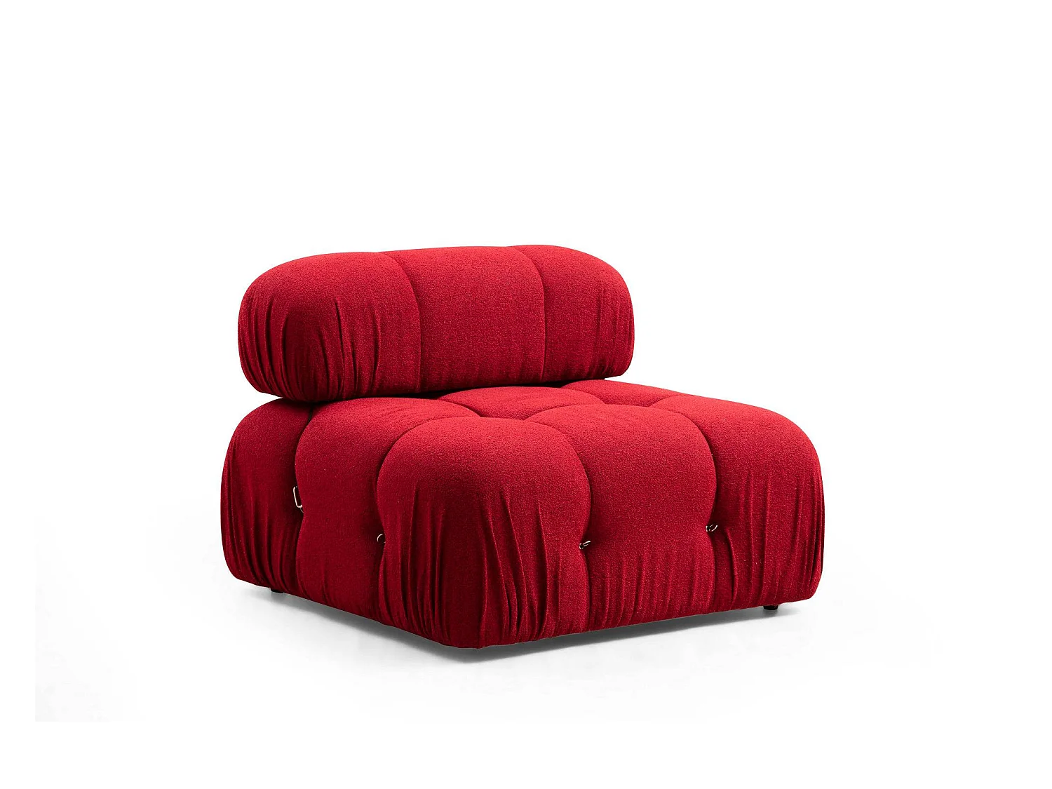 Canapé d'angle modulable velours Bubble-Couleur Rouge cerise