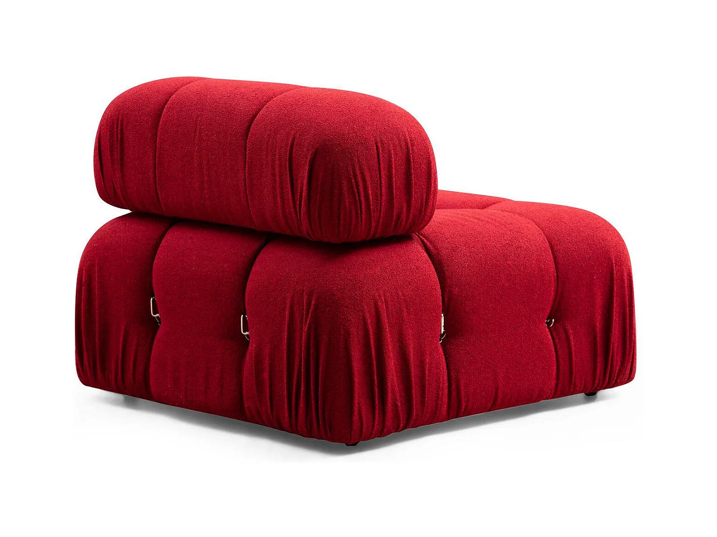 Canapé d'angle modulable velours Bubble-Couleur Rouge cerise