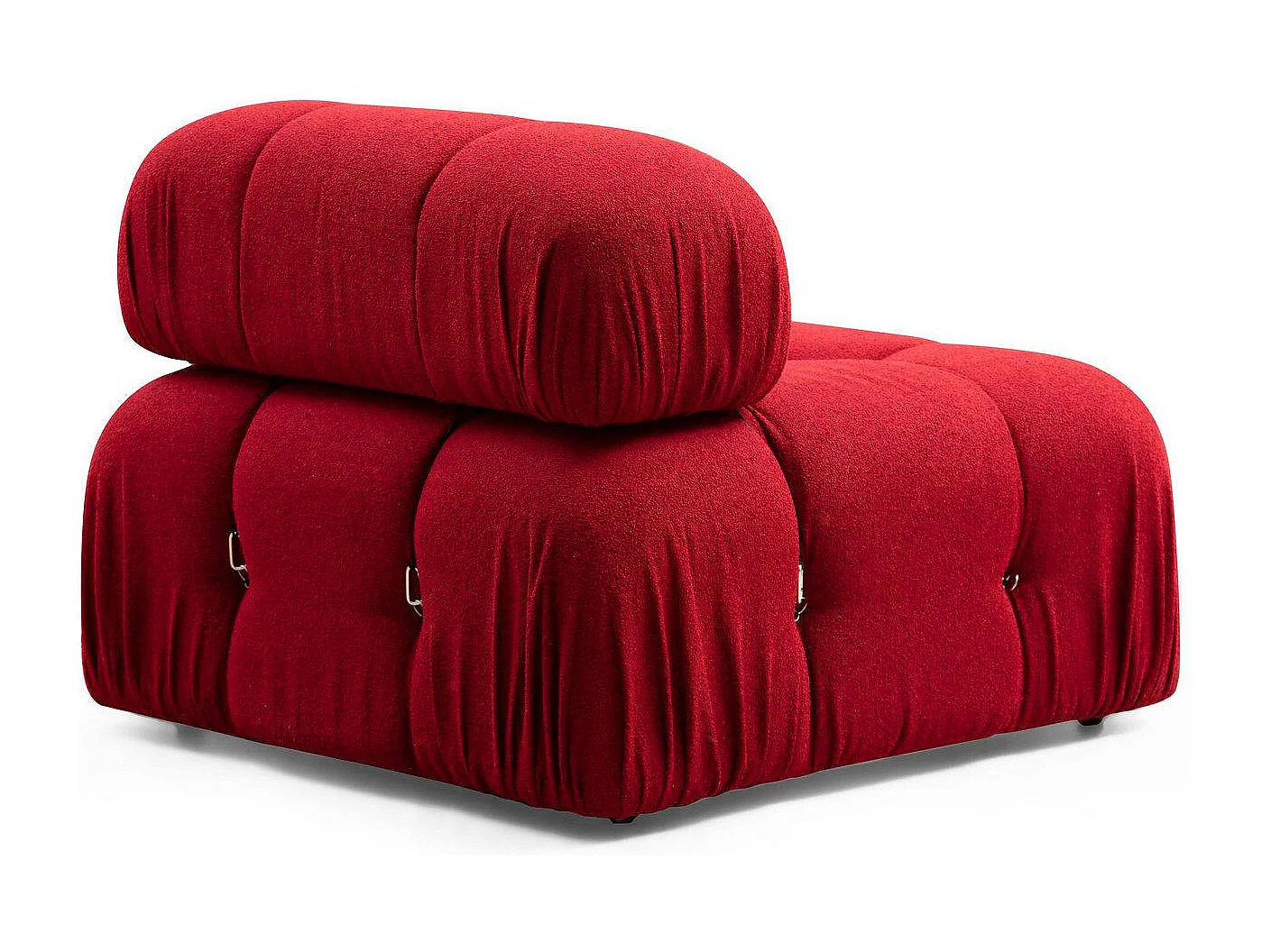 Canapé d'angle modulable velours Bubble-Couleur Rouge cerise