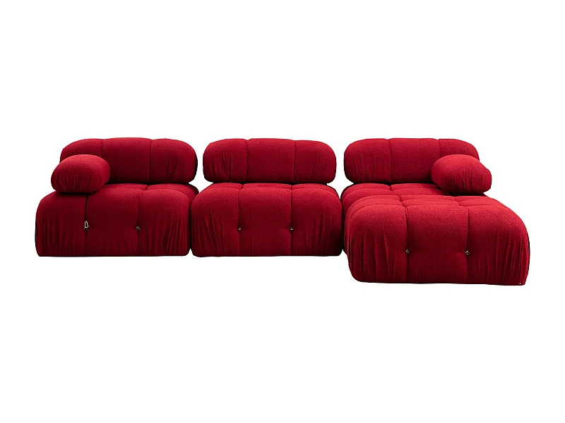 Canapé d'angle modulable velours Bubble-Couleur Rouge cerise