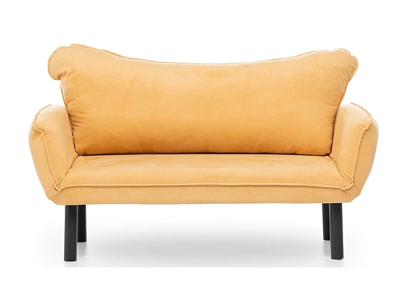 Canapé convertible 2 places tissu jaune Kalos 140cm